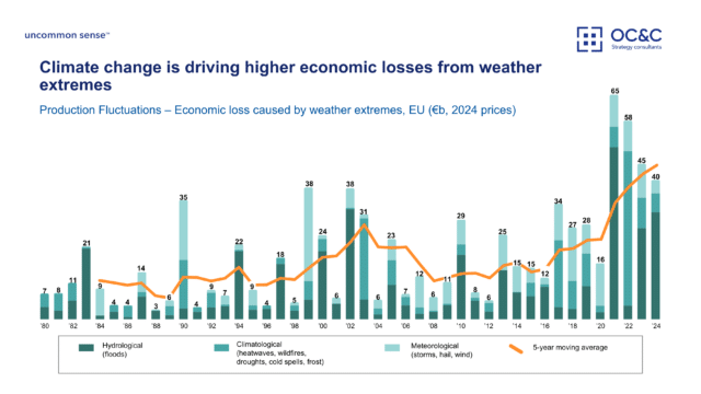Graphic displaying Economic loss caused by weather extremes
